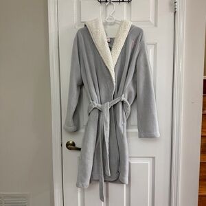Victoria Secret Gray Robe with White Inside Fluff
